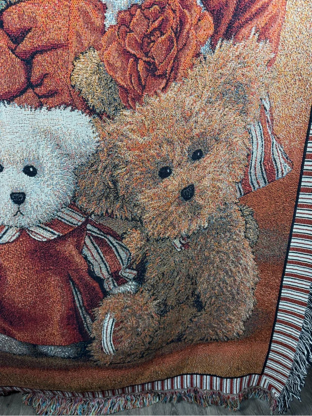 Boyds Bears Fallsworth 2007 Tapestry Throw 51x68 Cotton Made USA Autumn